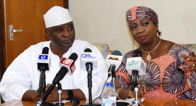 From left: Ghana High Commissioner to Nigeria, Amb. Rashid Bawa and Chairman, Diaspora Commission, Mrs Abike Dabiri-Erewa, during her visit to the High Commission in Abuja on Thursday, June 20, 2019. ((Johnson Udeani /NAN)